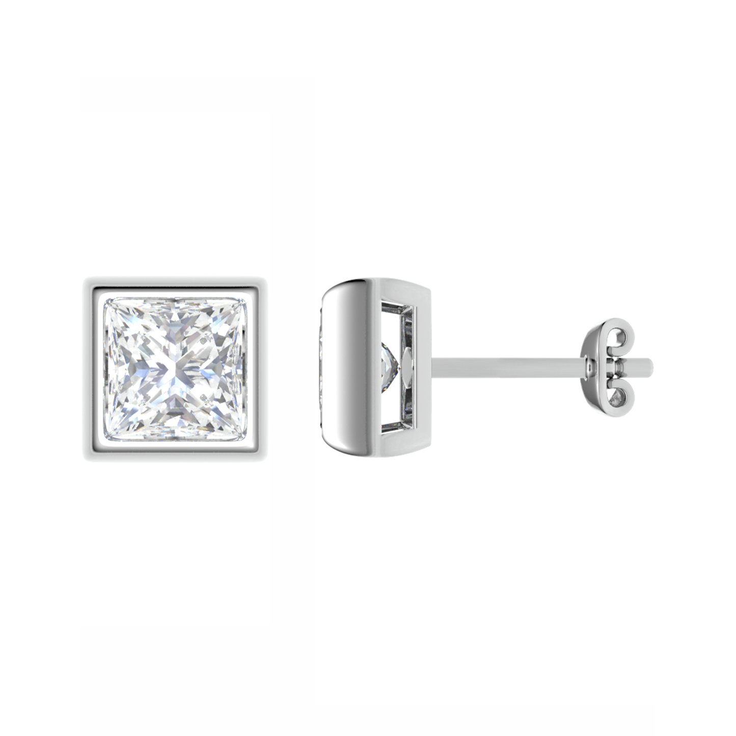 18CT, Mt PC 3mm 1.19g, Elegant Diamond Stud Plain Earrings for daily wear