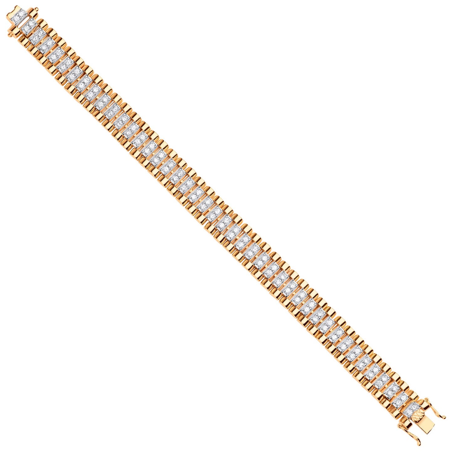 Y/G Fancy Link Cz Child/Ladies/Gents 13mm Wide Bracelet