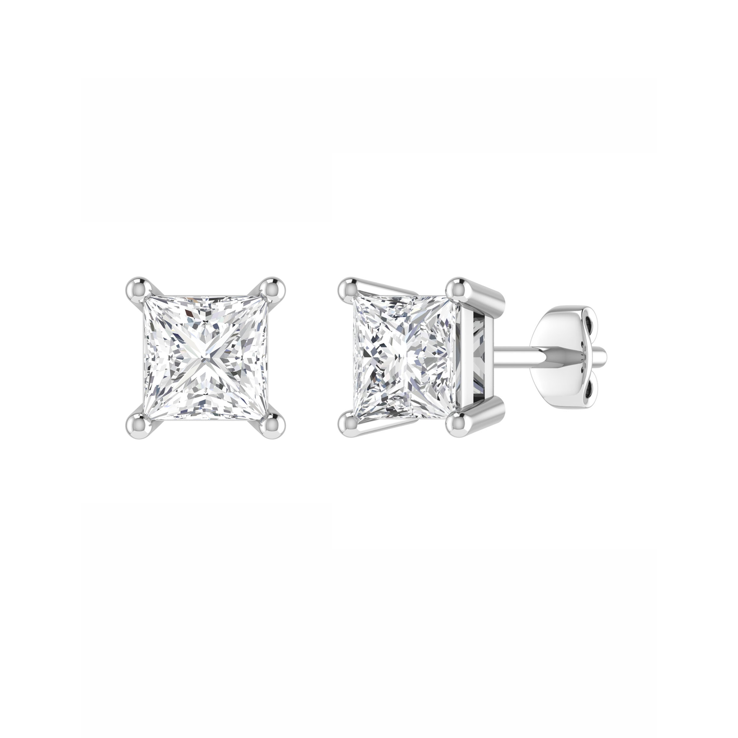 18CT, Mt PC 3.6mm 1.29g, Stunning Diamond Stud Plain Earrings for daily wear