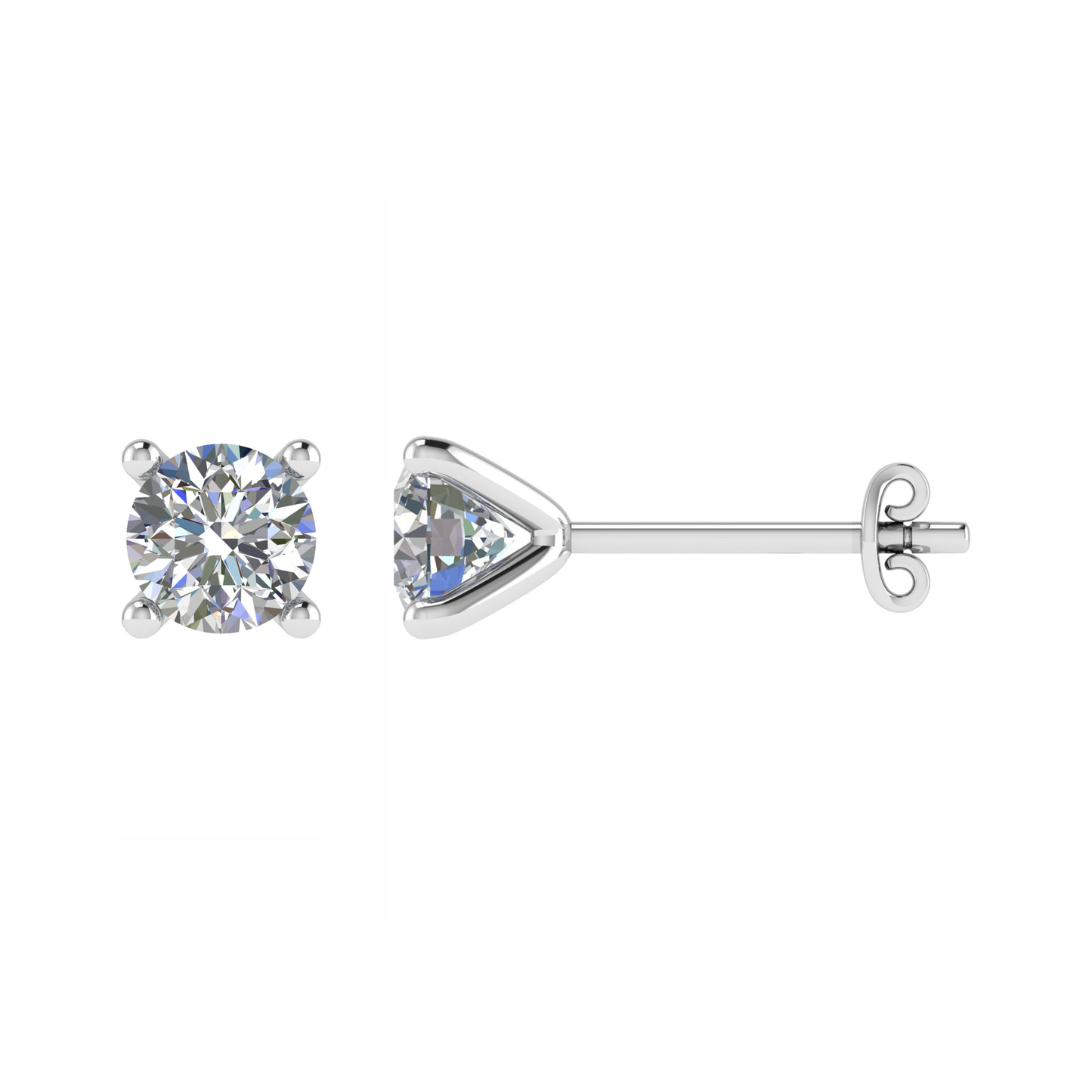 18KW, Mt RD 6.5mm 1.31gm, Gorgeous Plain Stud Earring for daily wear