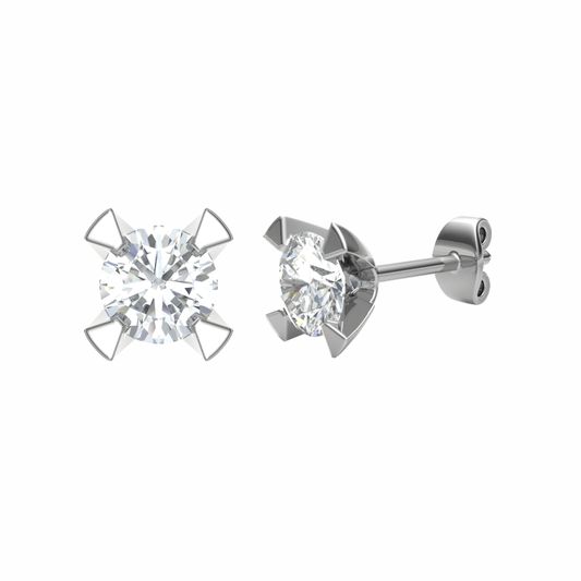18CT, Mt RD 3mm 0.94g, Beautiful Stud Plain Earrings for Girls