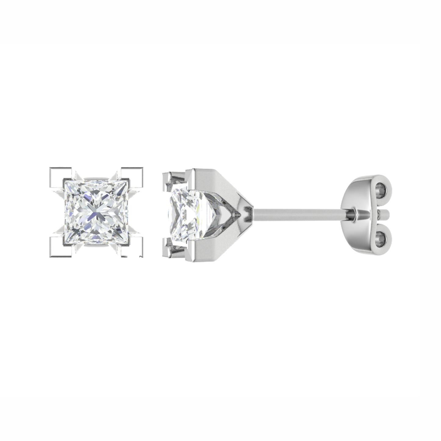 18CT, Mt PC 3.5mm 1.04gm, Classic Diamond Stud Plain Earrings for girls