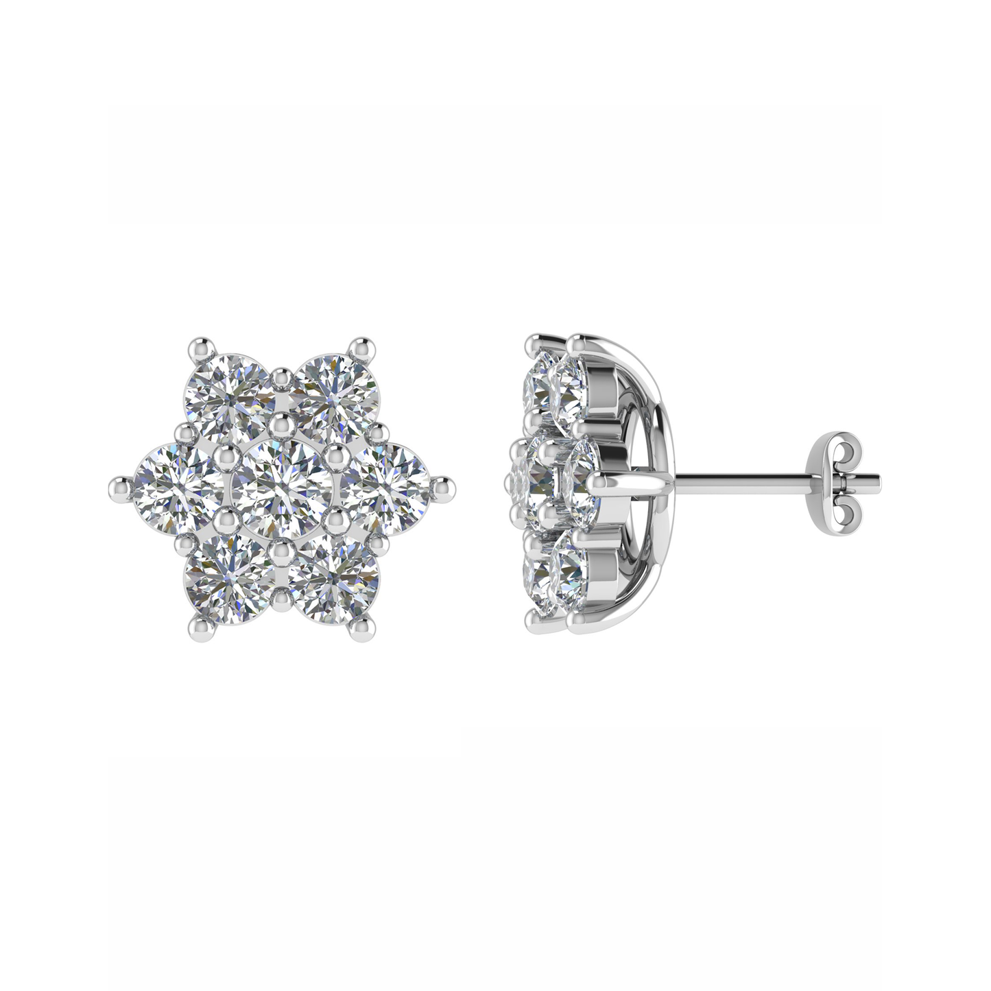 18CT Plain Earring Mt RD 3.0mmx7 2.98gm