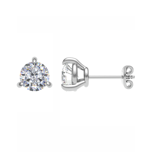 PT950, Mt RD 6.5mm 3.28gm, Simple Diamond Stud Plain Earrings for Casual Wear