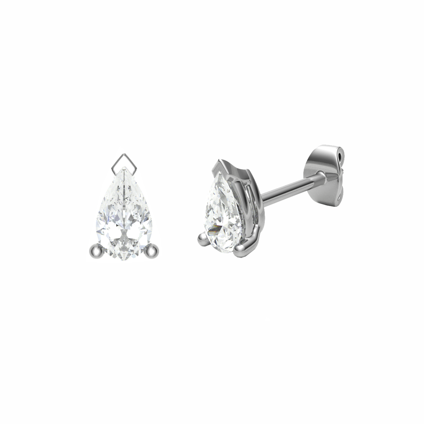 18CT, Mt PR 7.0x4.5mm 1.34gm, Elegant Diamond Stud Plain Earrings