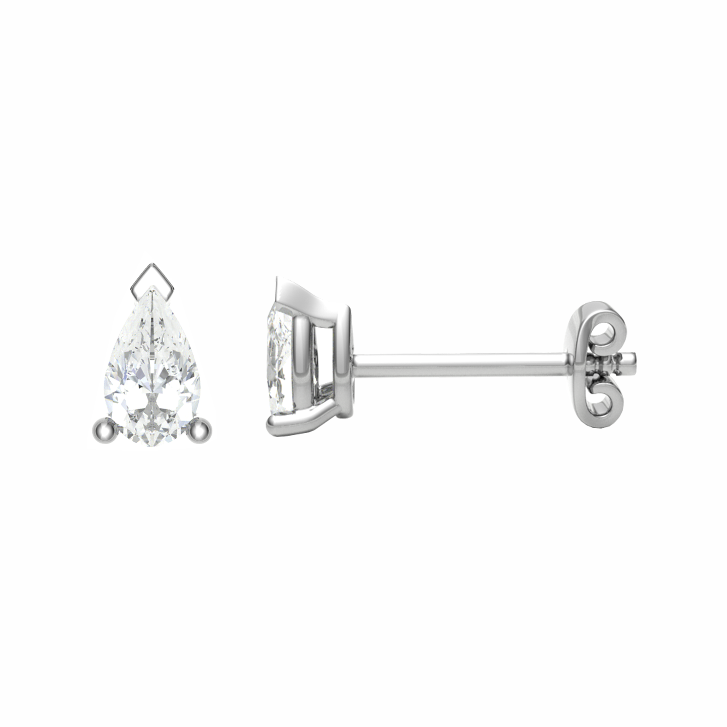 18ct, Mt PR 7x4.5mm 1.39gm, Peer-shaped Plain stud Earrings for daily wear