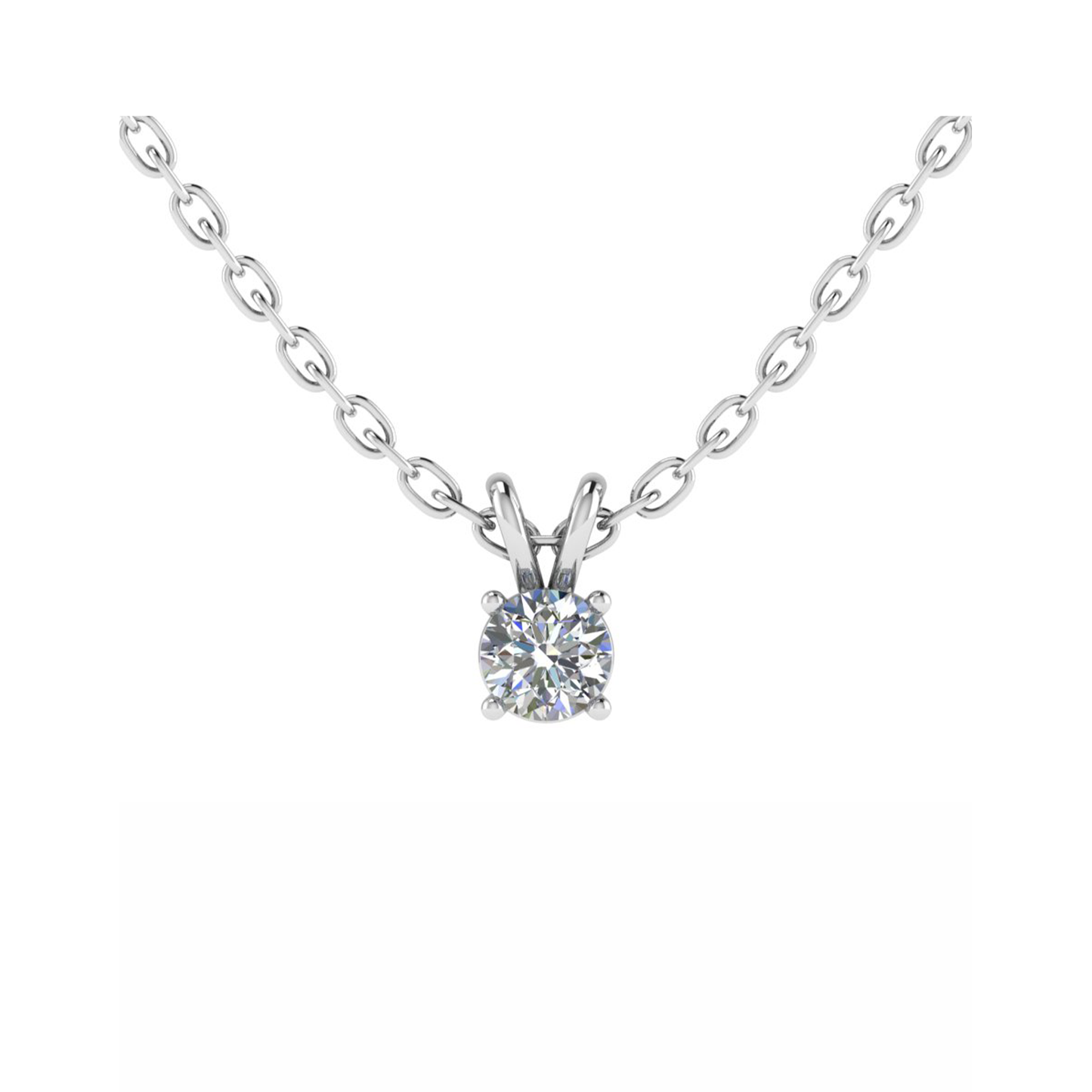 18CT Round Glass Pendant Light with White Gold Mt RD 4.5mm 0.98gm