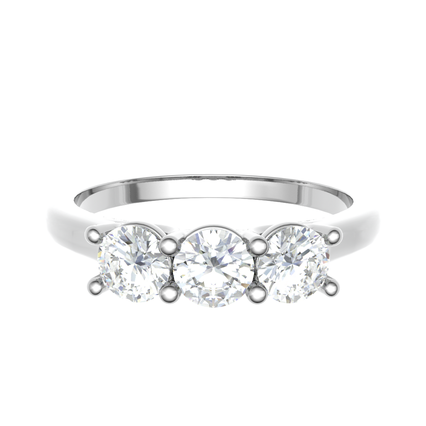 18ct round-cut Three Stone Vintage Ring 4.5/4.5/4.5mm M 3.11g