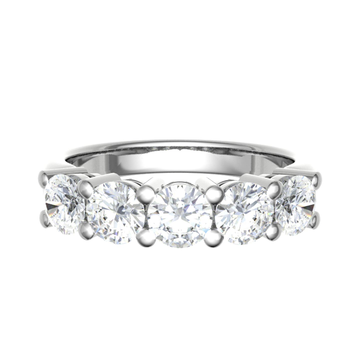 18ct Five brilliant-cut cubic diamonds ring  3.0mmx5 2.82gm