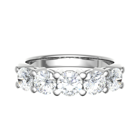 18ct Five brilliant-cut cubic diamonds ring  3.0mmx5 2.82gm